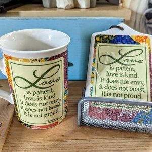 Bay Island gift two piece set - Plaque and Cup scripture 1st Corinthians 13